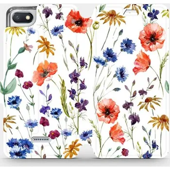 Pouzdro na mobilní telefon Flipové pouzdro Mobiwear - Xiaomi Redmi 6A - MP04S Luční kvítí (Knížkové flip pouzdro, obal, kryt na mobil Xiaomi Redmi 6A - MP04S Luční kvítí, materiál Umělá kůže + TPU - ochrana 360°, stojánek, silikonová vanička, magnetické zavírání)