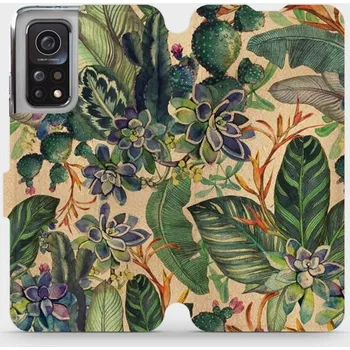 Pouzdro na mobilní telefon Flipové pouzdro Mobiwear - Xiaomi Mi 10T - VP05S Sukulenty (Knížkové flip pouzdro, obal, kryt na mobil Xiaomi Mi 10T - VP05S Sukulenty, materiál Umělá kůže + TPU - ochrana 360°, stojánek, silikonová vanička, magnetické zavírání)