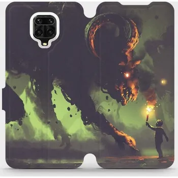 Pouzdro na mobilní telefon Flipové pouzdro Mobiwear - Xiaomi Redmi Note 9 Pro - VA08P Příšera a kluk s pochodní (Knížkové flip pouzdro, obal, kryt na mobil Xiaomi Redmi Note 9 Pro - VA08P Příšera a kluk s pochodní, materiál Umělá kůže + TPU - ochrana 360°, stojánek, silikonová)