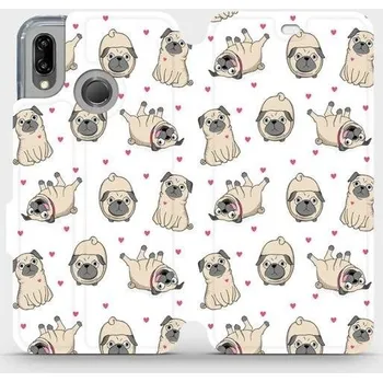 Pouzdro na mobilní telefon Flipové pouzdro Mobiwear - Huawei P20 Lite - M097P Mopsíci (Knížkové flip pouzdro, obal, kryt na mobil Huawei P20 Lite - M097P Mopsíci, materiál Umělá kůže + TPU - ochrana 360°, stojánek, silikonová vanička, magnetické zavírání)
