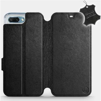 Telefonní příslušenství Kožené flip pouzdro Mobiwear - Honor 10 - Černé (Kožené knížkové pouzdro, obal, kryt na mobil Honor 10, Černé, materiál Genuine Leather, ochrana 360°, stojánek, silikonová vanička, magnetické zavírání)