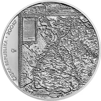 Česká mincovna Stříbrná mince 200 Kč vydání Komenského mapy Moravy 2024 Standart 13 g