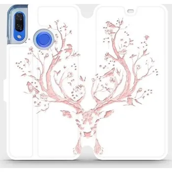 Pouzdro na mobilní telefon Flipové pouzdro Mobiwear - Huawei Nova 3 - M007S Růžový jelínek (Knížkové flip pouzdro, obal, kryt na mobil Huawei Nova 3 - M007S Růžový jelínek, materiál Umělá kůže + TPU - ochrana 360°, stojánek, silikonová vanička, magnetické zavírání)