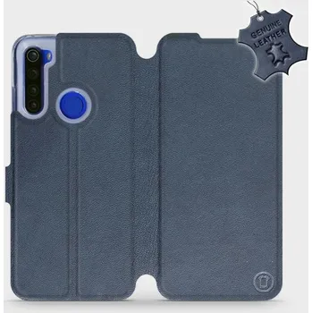 Pouzdro na mobilní telefon Kožené flip pouzdro Mobiwear - Xiaomi Redmi Note 8T - Modré (Kožené knížkové pouzdro, obal, kryt na mobil Xiaomi Redmi Note 8T, Modré, materiál Genuine Leather, ochrana 360°, stojánek, silikonová vanička, magnetické zavírání)