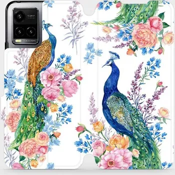 Pouzdro na mobilní telefon Flipové pouzdro Mobiwear - Vivo Y21s - MX08S Pávi (Knížkové flip pouzdro, obal, kryt na mobil Vivo Y21s - MX08S Pávi, materiál Umělá kůže + TPU - ochrana 360°, stojánek, silikonová vanička, magnetické zavírání)