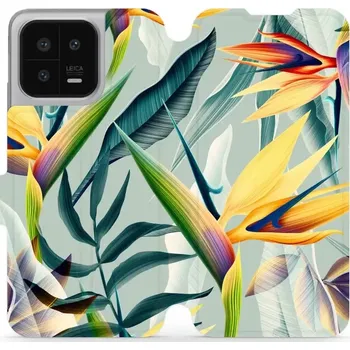 Pouzdro na mobilní telefon Knížkové flip pouzdro Mobiwear - Xiaomi 13 - MC02S Žluté velké květy a zelené listy - VÝPRODEJ (Flip obal, kryt, pouzdro Mobiwear na mobilní telefon Xiaomi 13 s motivem MC02S Žluté velké květy a zelené listy)