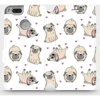 Pouzdro na mobilní telefon Flipové pouzdro Mobiwear - Xiaomi Mi A1 - M097P Mopsíci (Knížkové flip pouzdro, obal, kryt na mobil Xiaomi Mi A1 - M097P Mopsíci, materiál Umělá kůže + TPU - ochrana 360°, stojánek, silikonová vanička, magnetické zavírání)