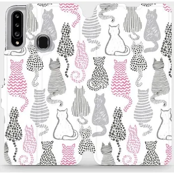 Pouzdro na mobilní telefon Flipové pouzdro Mobiwear - Samsung Galaxy A20S - MX01S Kočičí zádíčka (Knížkové flip pouzdro, obal, kryt na mobil Samsung Galaxy A20S - MX01S Kočičí zádíčka, materiál Umělá kůže + TPU - ochrana 360°, stojánek, silikonová vanička, magnetické zavírání)