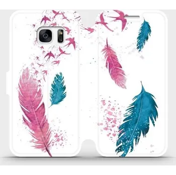 Pouzdro na mobilní telefon Flipové pouzdro Mobiwear - Samsung Galaxy S7 - MR08S Pírka (Knížkové flip pouzdro, obal, kryt na mobil Samsung Galaxy S7 - MR08S Pírka, materiál Umělá kůže + TPU - ochrana 360°, stojánek, silikonová vanička, magnetické zavírání)