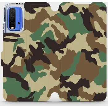 Pouzdro na mobilní telefon Flipové pouzdro Mobiwear - Xiaomi Redmi 9T - V111P Maskáče (Knížkové flip pouzdro, obal, kryt na mobil Xiaomi Redmi 9T - V111P Maskáče, materiál Umělá kůže + TPU - ochrana 360°, stojánek, silikonová vanička, magnetické zavírání)