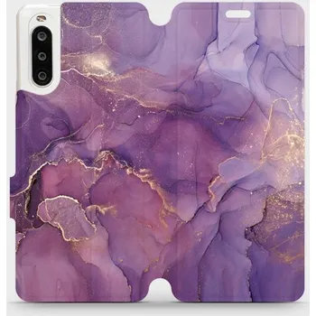 Pouzdro na mobilní telefon Flipové pouzdro Mobiwear - Sony Xperia 10 II - VP20S Fialový mramor (Knížkové flip pouzdro, obal, kryt na mobil Sony Xperia 10 II - VP20S Fialový mramor, materiál Umělá kůže + TPU - ochrana 360°, stojánek, silikonová vanička, magnetické zavírání)