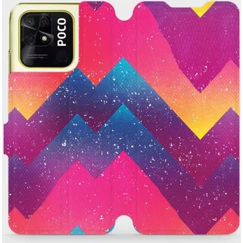 Pouzdro na mobilní telefon Flipové pouzdro Mobiwear - Xiaomi Poco C40 - V110S Barevné klikyháky (Knížkové flip pouzdro, obal, kryt na mobil Xiaomi Poco C40 - V110S Barevné klikyháky, materiál Umělá kůže + TPU - ochrana 360°, stojánek, silikonová vanička, magnetické zavírání)