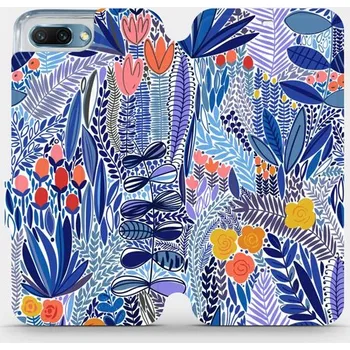 Pouzdro na mobilní telefon Flipové pouzdro Mobiwear - Honor 10 - MP03P Modrá květena (Knížkové flip pouzdro, obal, kryt na mobil Honor 10 - MP03P Modrá květena, materiál Umělá kůže + TPU - ochrana 360°, stojánek, silikonová vanička, magnetické zavírání)