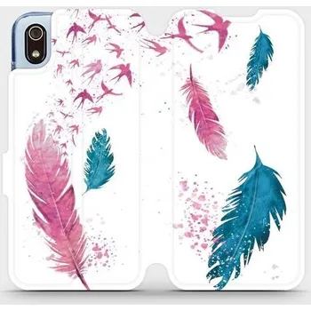 Pouzdro na mobilní telefon Flipové pouzdro Mobiwear - Xiaomi Redmi 7A - MR08S Pírka (Knížkové flip pouzdro, obal, kryt na mobil Xiaomi Redmi 7A - MR08S Pírka, materiál Umělá kůže + TPU - ochrana 360°, stojánek, silikonová vanička, magnetické zavírání)