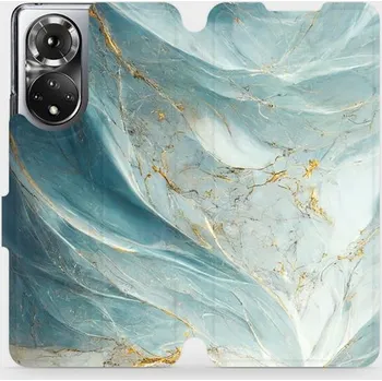 Pouzdro na mobilní telefon Flipové pouzdro Mobiwear - Honor 50 - VP34S Zelenkavý a zlatavý mramor (Knížkové flip pouzdro, obal, kryt na mobil Honor 50 - VP34S Zelenkavý a zlatavý mramor, materiál Umělá kůže + TPU - ochrana 360°, stojánek, silikonová vanička, magnetické zavírání)