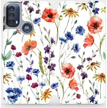 Pouzdro na mobilní telefon Flipové pouzdro Mobiwear - Motorola Moto E40 - MP04S Luční kvítí (Knížkové flip pouzdro, obal, kryt na mobil Motorola Moto E40 - MP04S Luční kvítí, materiál Umělá kůže + TPU - ochrana 360°, stojánek, silikonová vanička, magnetické zavírání)