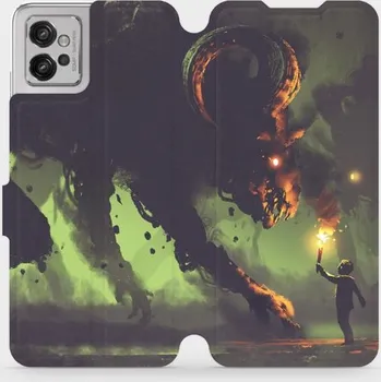 Pouzdro na mobilní telefon Flipové pouzdro Mobiwear - Motorola Moto G32 - VA08P Příšera a kluk s pochodní (Knížkové flip pouzdro, obal, kryt na mobil Motorola Moto G32 - VA08P Příšera a kluk s pochodní, materiál Umělá kůže + TPU - ochrana 360°, stojánek, silikonová vanička,)