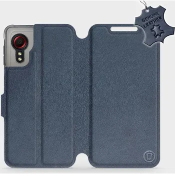 Pouzdro na mobilní telefon Kožené flip pouzdro Mobiwear - Samsung Galaxy Xcover 5 - Modré (Kožené knížkové pouzdro, obal, kryt na mobil Samsung Galaxy Xcover 5, Modré, materiál Genuine Leather, ochrana 360°, stojánek, silikonová vanička, magnetické zavírání)
