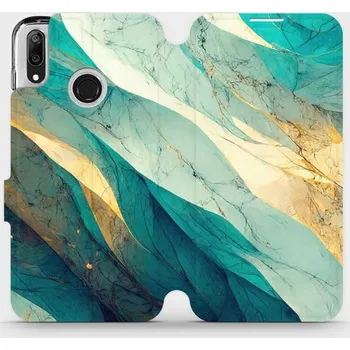 Pouzdro na mobilní telefon Flipové pouzdro Mobiwear - Huawei Y7 2019 - VP37S Zlatavý a zelenkavý mramor (Knížkové flip pouzdro, obal, kryt na mobil Huawei Y7 2019 - VP37S Zlatavý a zelenkavý mramor, materiál Umělá kůže + TPU - ochrana 360°, stojánek, silikonová vanička, magnetické)