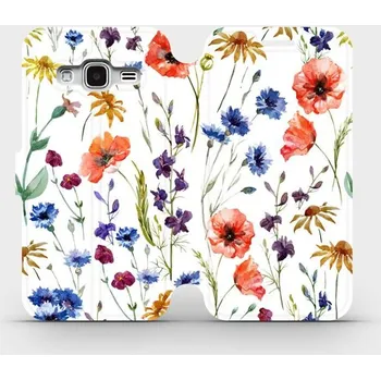 Pouzdro na mobilní telefon Flipové pouzdro Mobiwear - Samsung Galaxy J3 2016 - MP04S Luční kvítí (Knížkové flip pouzdro, obal, kryt na mobil Samsung Galaxy J3 2016 - MP04S Luční kvítí, materiál Umělá kůže + TPU - ochrana 360°, stojánek, silikonová vanička, magnetické zavírání)