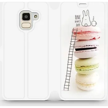 Pouzdro na mobilní telefon Flipové pouzdro Mobiwear - Samsung Galaxy J6 2018 - M090P Makronky - have a nice day (Knížkové flip pouzdro, obal, kryt na mobil Samsung Galaxy J6 2018 - M090P Makronky - have a nice day, materiál Umělá kůže + TPU - ochrana 360°, stojánek, silikonová)
