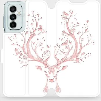 Pouzdro na mobilní telefon Flipové pouzdro Mobiwear - Samsung Galaxy M23 5G - M007S Růžový jelínek (Knížkové flip pouzdro, obal, kryt na mobil Samsung Galaxy M23 5G - M007S Růžový jelínek, materiál Umělá kůže + TPU - ochrana 360°, stojánek, silikonová vanička, magnetické zavírání)