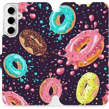 Pouzdro na mobilní telefon Flipové pouzdro Mobiwear - Samsung Galaxy A16 / A16 5G - VP19S Donutky (Knížkové flip pouzdro, obal, kryt na mobil Samsung Galaxy A16 / A16 5G - VP19S Donutky, materiál Umělá kůže + TPU - ochrana 360°, stojánek, silikonová vanička, magnetické zavírání)