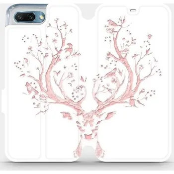 Pouzdro na mobilní telefon Flipové pouzdro Mobiwear - Honor 10 - M007S Růžový jelínek (Knížkové flip pouzdro, obal, kryt na mobil Honor 10 - M007S Růžový jelínek, materiál Umělá kůže + TPU - ochrana 360°, stojánek, silikonová vanička, magnetické zavírání)