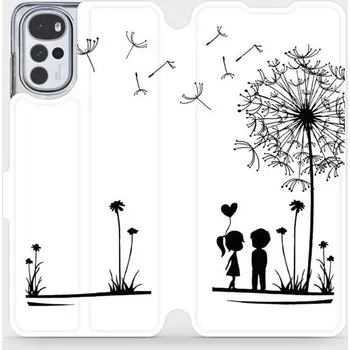 Pouzdro na mobilní telefon Flipové pouzdro Mobiwear - Motorola Moto G22 - MH16P Dvojice s pampeliškou (Knížkové flip pouzdro, obal, kryt na mobil Motorola Moto G22 - MH16P Dvojice s pampeliškou, materiál Umělá kůže + TPU - ochrana 360°, stojánek, silikonová vanička, magnetické)