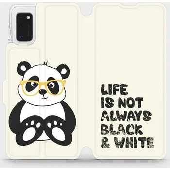 Pouzdro na mobilní telefon Flipové pouzdro Mobiwear - Samsung Galaxy A41 - M041S Panda - life is not always black and white (Knížkové flip pouzdro, obal, kryt na mobil Samsung Galaxy A41 - M041S Panda - life is not always black and white, materiál Umělá kůže + TPU - ochrana 360°,)
