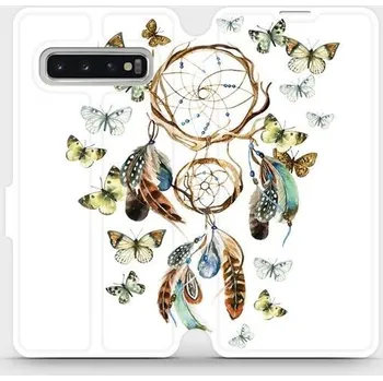 Pouzdro na mobilní telefon Flipové pouzdro Mobiwear - Samsung Galaxy S10 - M001P Lapač a motýlci (Knížkové flip pouzdro, obal, kryt na mobil Samsung Galaxy S10 - M001P Lapač a motýlci, materiál Umělá kůže + TPU - ochrana 360°, stojánek, silikonová vanička, magnetické zavírání)