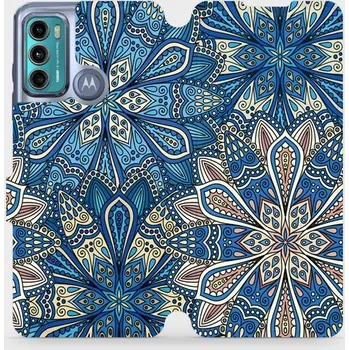 Pouzdro na mobilní telefon Flipové pouzdro Mobiwear - Motorola Moto G60 - V108P Modré mandala květy (Knížkové flip pouzdro, obal, kryt na mobil Motorola Moto G60 - V108P Modré mandala květy, materiál Umělá kůže + TPU - ochrana 360°, stojánek, silikonová vanička, magnetické zavírání