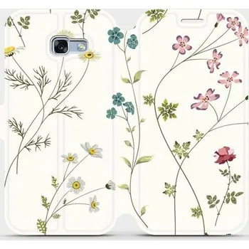 Pouzdro na mobilní telefon Flipové pouzdro Mobiwear - Samsung Galaxy A5 2017 - MD03S Tenké rostlinky s květy (Knížkové flip pouzdro, obal, kryt na mobil Samsung Galaxy A5 2017 - MD03S Tenké rostlinky s květy, materiál Umělá kůže + TPU - ochrana 360°, stojánek, silikonová vanička,)