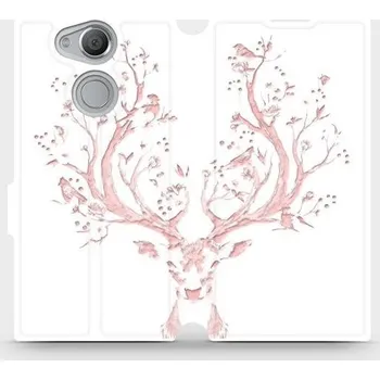 Pouzdro na mobilní telefon Flipové pouzdro Mobiwear - Sony Xperia XA2 - M007S Růžový jelínek (Knížkové flip pouzdro, obal, kryt na mobil Sony Xperia XA2 - M007S Růžový jelínek, materiál Umělá kůže + TPU - ochrana 360°, stojánek, silikonová vanička, magnetické zavírání)