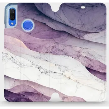 Pouzdro na mobilní telefon Flipové pouzdro Mobiwear - Huawei Nova 3 - VP31S Bílý a fialový mramor (Knížkové flip pouzdro, obal, kryt na mobil Huawei Nova 3 - VP31S Bílý a fialový mramor, materiál Umělá kůže + TPU - ochrana 360°, stojánek, silikonová vanička, magnetické zavírání)