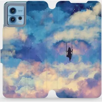 Pouzdro na mobilní telefon Flipové pouzdro Mobiwear - Motorola Moto G72 - MR09S Dívka na houpačce v oblacích (Knížkové flip pouzdro, obal, kryt na mobil Motorola Moto G72 - MR09S Dívka na houpačce v oblacích, materiál Umělá kůže + TPU - ochrana 360°, stojánek, silikonová vanička,)