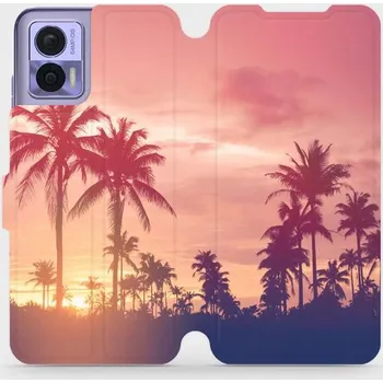 Pouzdro na mobilní telefon Flipové pouzdro Mobiwear - Motorola Edge 30 Neo - M134P Palmy a růžová obloha (Knížkové flip pouzdro, obal, kryt na mobil Motorola Edge 30 Neo - M134P Palmy a růžová obloha, materiál Umělá kůže + TPU - ochrana 360°, stojánek, silikonová vanička, magnetick