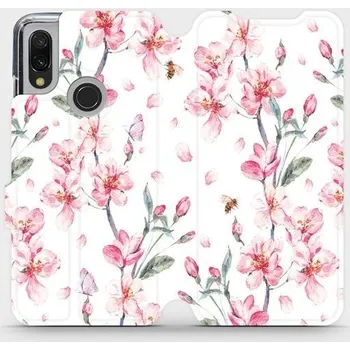 Pouzdro na mobilní telefon Flipové pouzdro Mobiwear - Xiaomi Redmi 7 - M124S Růžové květy (Knížkové flip pouzdro, obal, kryt na mobil Xiaomi Redmi 7 - M124S Růžové květy, materiál Umělá kůže + TPU - ochrana 360°, stojánek, silikonová vanička, magnetické zavírání)