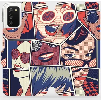 Pouzdro na mobilní telefon Flipové pouzdro Mobiwear - Samsung Galaxy A02S - VP18P Komiks (Knížkové flip pouzdro, obal, kryt na mobil Samsung Galaxy A02S - VP18P Komiks, materiál Umělá kůže + TPU - ochrana 360°, stojánek, silikonová vanička, magnetické zavírání)