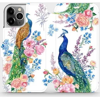 Pouzdro na mobilní telefon Flipové pouzdro Mobiwear - Apple iPhone 12 Pro - MX08S Pávi (Knížkové flip pouzdro, obal, kryt na mobil Apple iPhone 12 Pro - MX08S Pávi, materiál Umělá kůže + TPU - ochrana 360°, stojánek, silikonová vanička, magnetické zavírání)