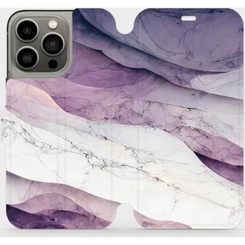 Pouzdro na mobilní telefon Flipové pouzdro Mobiwear - Apple iPhone 13 Pro - VP31S Bílý a fialový mramor (Knížkové flip pouzdro, obal, kryt na mobil Apple iPhone 13 Pro - VP31S Bílý a fialový mramor, materiál Umělá kůže + TPU - ochrana 360°, stojánek, silikonová vanička, magnetické)