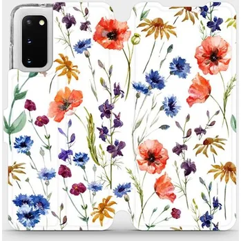 Pouzdro na mobilní telefon Flipové pouzdro Mobiwear - Samsung Galaxy S20 - MP04S Luční kvítí (Knížkové flip pouzdro, obal, kryt na mobil Samsung Galaxy S20 - MP04S Luční kvítí, materiál Umělá kůže + TPU - ochrana 360°, stojánek, silikonová vanička, magnetické zavírání)