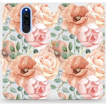 Pouzdro na mobilní telefon Flipové pouzdro Mobiwear - Xiaomi Redmi 8 - MP02S Pastelové květy (Knížkové flip pouzdro, obal, kryt na mobil Xiaomi Redmi 8 - MP02S Pastelové květy, materiál Umělá kůže + TPU - ochrana 360°, stojánek, silikonová vanička, magnetické zavírání)
