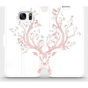 Pouzdro na mobilní telefon Flipové pouzdro Mobiwear - Samsung Galaxy S7 Edge - M007S Růžový jelínek (Knížkové flip pouzdro, obal, kryt na mobil Samsung Galaxy S7 Edge - M007S Růžový jelínek, materiál Umělá kůže + TPU - ochrana 360°, stojánek, silikonová vanička, magnetické zavírání