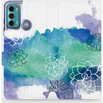 Pouzdro na mobilní telefon Flipové pouzdro Mobiwear - Motorola Moto G60 - MG11S Vodovkové květy (Knížkové flip pouzdro, obal, kryt na mobil Motorola Moto G60 - MG11S Vodovkové květy, materiál Umělá kůže + TPU - ochrana 360°, stojánek, silikonová vanička, magnetické zavírání)