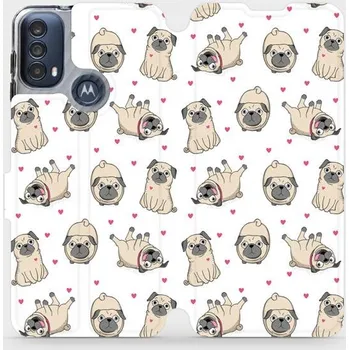 Pouzdro na mobilní telefon Flipové pouzdro Mobiwear - Motorola Moto E40 - M097P Mopsíci (Knížkové flip pouzdro, obal, kryt na mobil Motorola Moto E40 - M097P Mopsíci, materiál Umělá kůže + TPU - ochrana 360°, stojánek, silikonová vanička, magnetické zavírání)