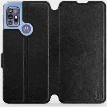 Pouzdro na mobilní telefon Flipové pouzdro Mobiwear - Motorola Moto G30 - Černé a šedé (Knížkové flip pouzdro, obal, kryt na mobil Motorola Moto G30 - Černé a šedé, materiál Umělá kůže + TPU - ochrana 360°, stojánek, silikonová vanička, magnetické zavírání)