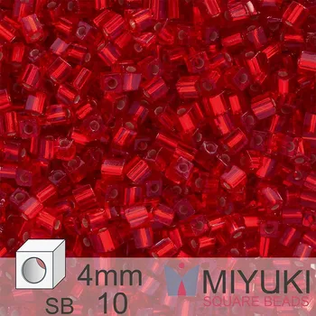 Dětské navlékací korálky Korálky Miyuki SQUARE Beads 4mm. Barva Silverlined Flame Red SB10. Balení 5g.