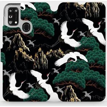 Pouzdro na mobilní telefon Flipové pouzdro Mobiwear - Samsung Galaxy M21 - VP16S Jeřábi (Knížkové flip pouzdro, obal, kryt na mobil Samsung Galaxy M21 - VP16S Jeřábi, materiál Umělá kůže + TPU - ochrana 360°, stojánek, silikonová vanička, magnetické zavírání)