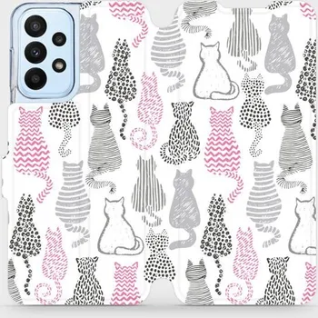 Pouzdro na mobilní telefon Flipové pouzdro Mobiwear - Samsung Galaxy A23 / A23 5G MX01S Kočičí zádíčka (Knížkové flip pouzdro, obal, kryt na mobil Samsung Galaxy A23 / A23 5G MX01S Kočičí zádíčka, materiál Umělá kůže + TPU - ochrana 360°, stojánek, silikonová vanička, magnetické)